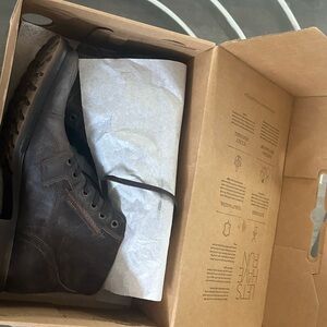 Men's Dark Brown Leather Lace-Up Work Boots